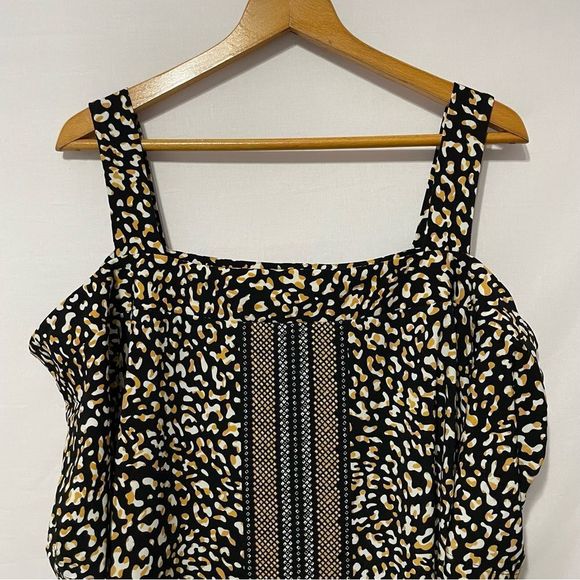NWT 18/20 Avenue Cold Shoulder Tunic Leopard Print Black Gold White - Picture 2 of 6